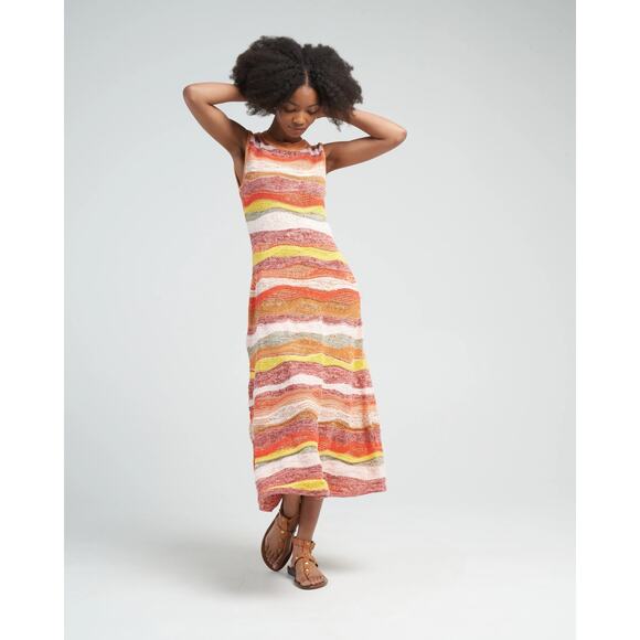 Ulla Johnson Gaia Wavy-Stripes A-Line Knit Maxi Dress in Agate size large L - Picture 6 of 16